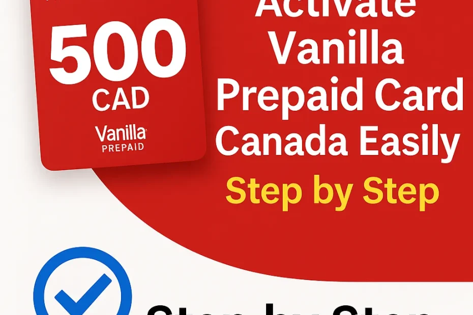 Activate Vanilla Prepaid Card Canada step by step with red card and smartphone